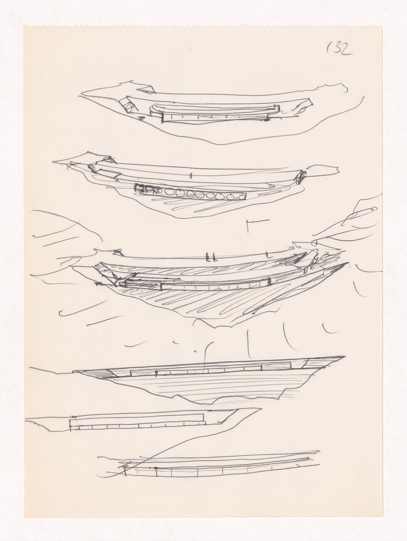 Sketch axonometric views and elevations for Restaurante Pico do Areeiro, Madeira, Portugal