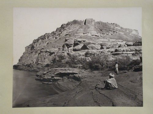 View of ruined fort of Qasr Ibrim from the south, on hill, Qasr Ibrim, Nubia, Egypt