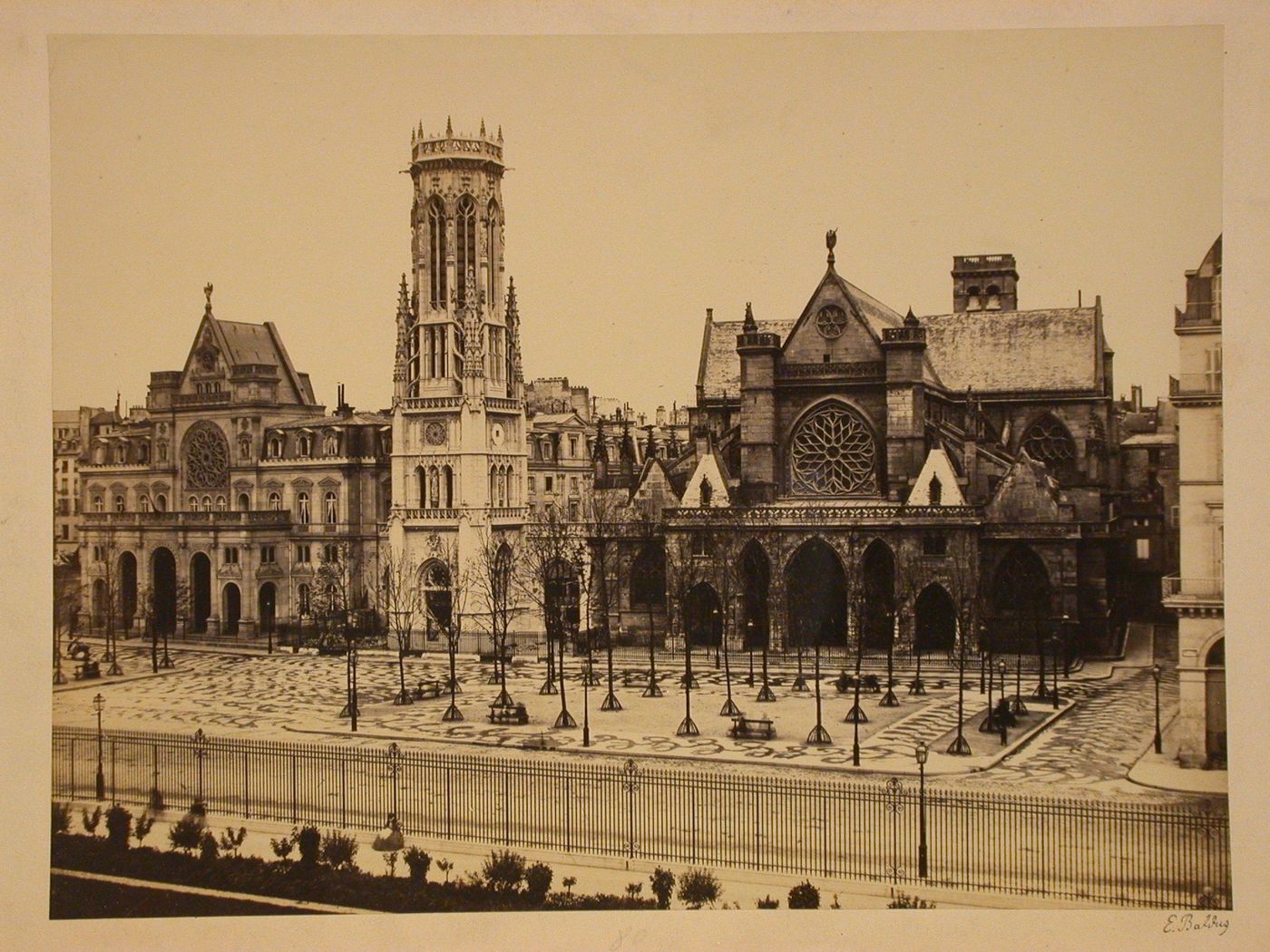 Place Saint-Germain-l'Auxerrois with a gothic church of 13-16th C, restored in the 18-19th C, with an exterior with a porch rose window and balustrade, encircling whole church, Paris, France