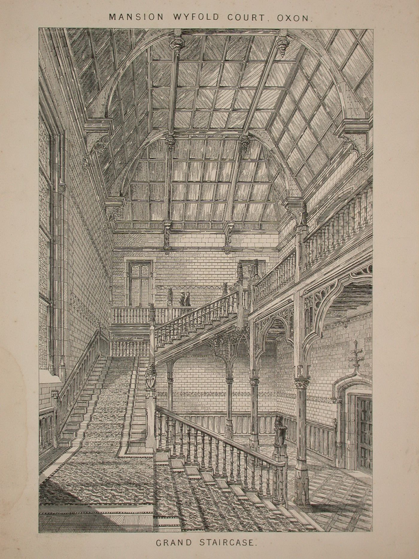 Wyfold Court, Oxon - perspective grand staircase