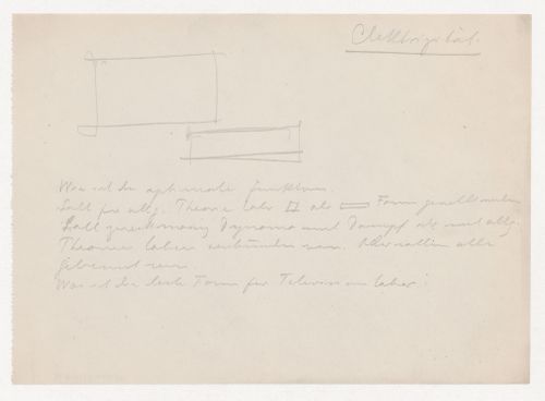 Notes with an unidentified conceptual sketch, possibly for the electrical engineering facilities for Illinois Institute of Technology