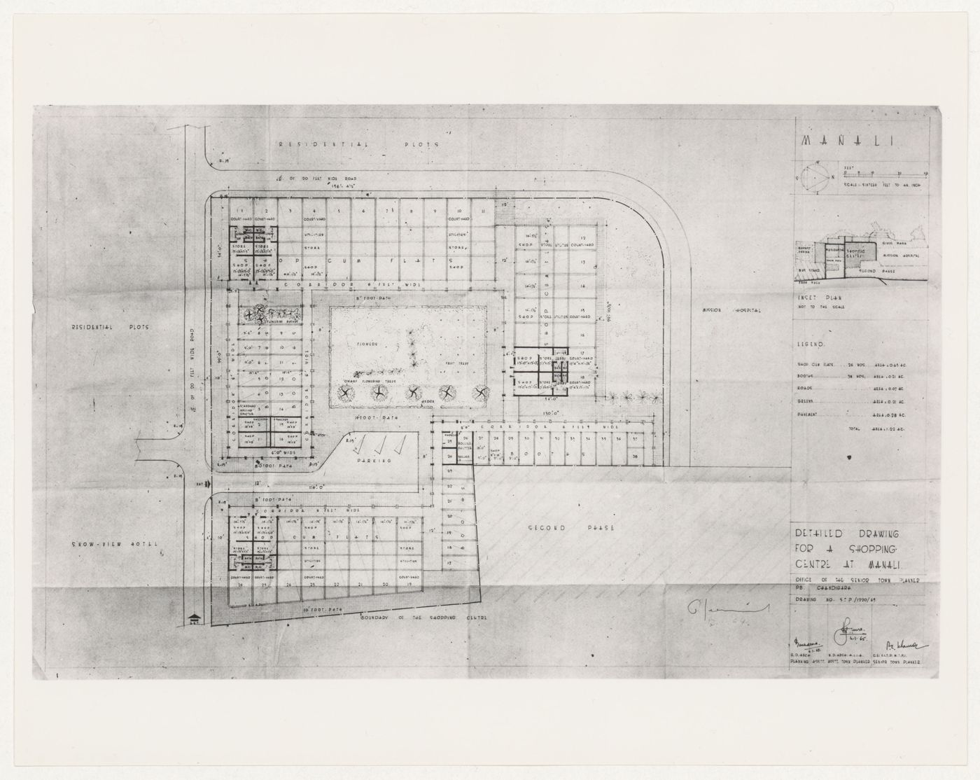 View of a plan with thumbnail site plan for a Shopping centre, Manāli, India