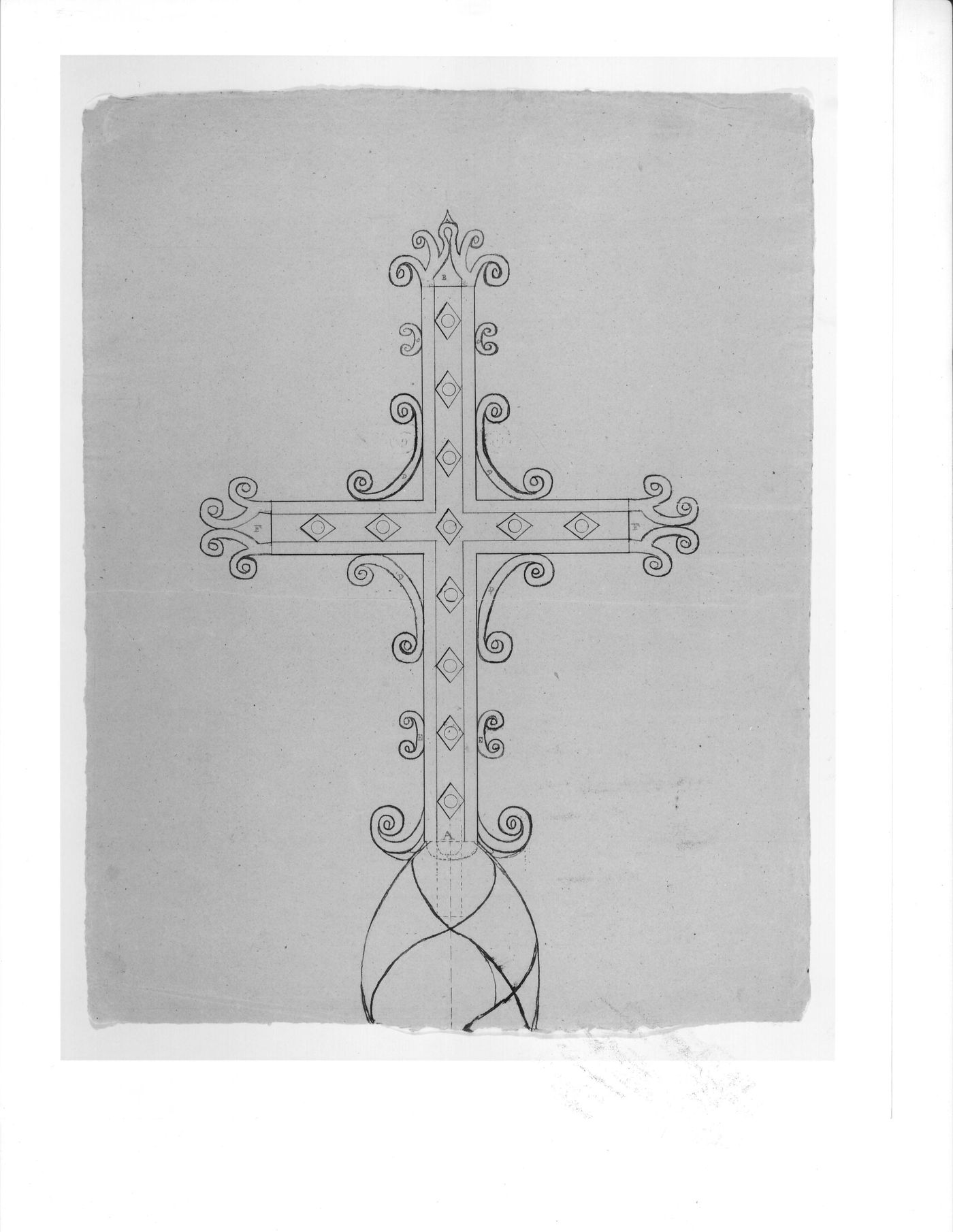 Elevation for the high altar [?] cross for Notre-Dame de Montréal