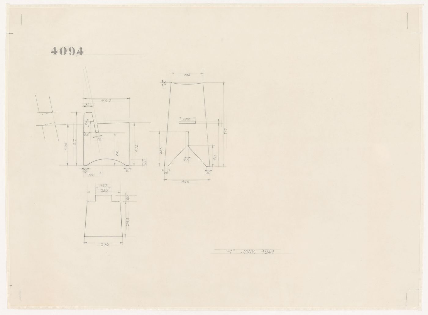 Details for an unidentified chair design