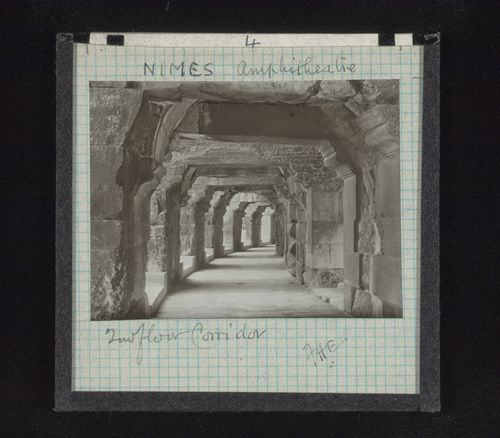 View of corridor of second floor of amphitheater, Nîmes, France