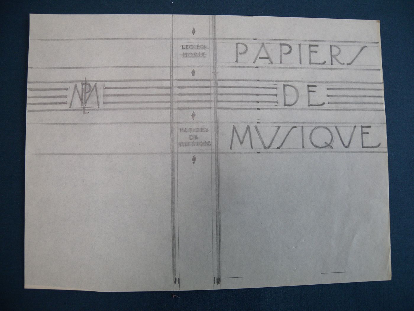 Étude pour la reliure du livre "Papiers de musique" par Léo-Pol Morin publié en 1930