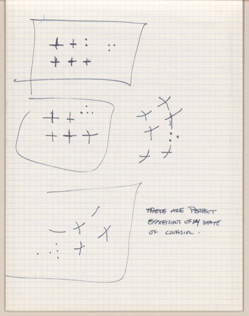 Sketchpad with studies for cut drawings