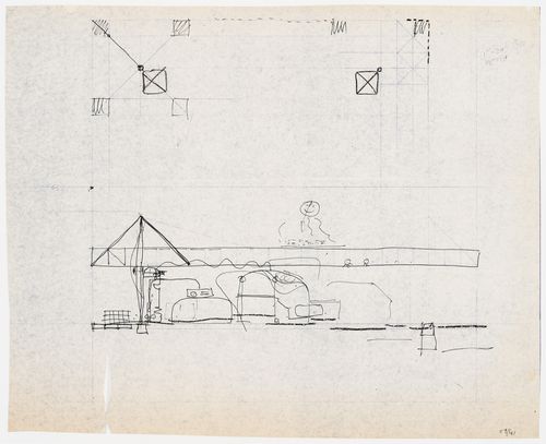 Sketch plan and section for the Life Conditioner Tent (LC Tent) (Atom project)