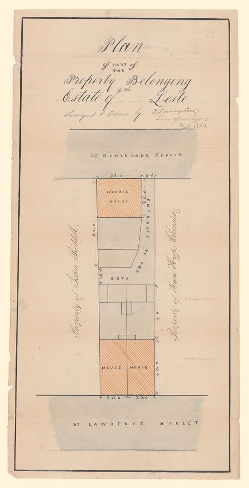 Plan of part of the property belonging to the Estate of Leste