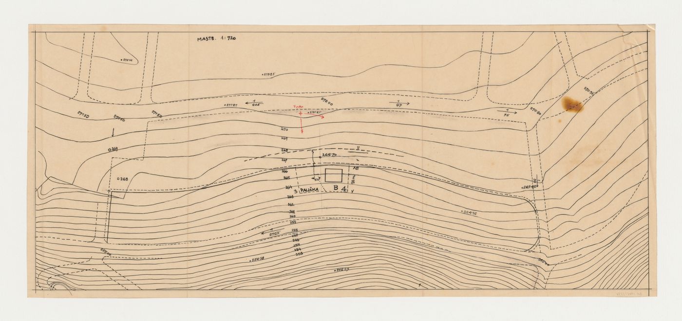 Topographic survey for Baba Villa Colony showing the lot for Villa Palicka, Prague, Czechoslovakia (now Czech Republic)