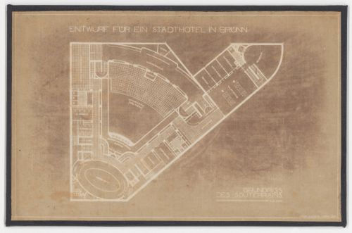 Lower basement plan for Hotel Stiassni, Brno, Czechoslovakia (now Czech Republic)