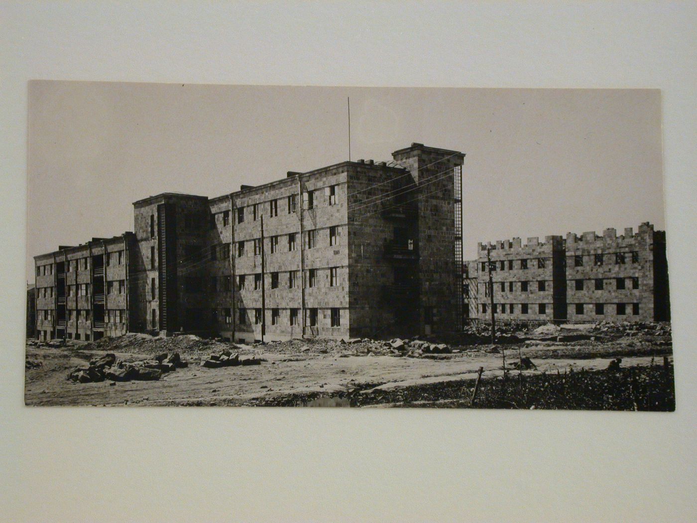 View of the dormitory of the Zoo-Veterinarian Institute under construction, Yerevan, Soviet Union (now in Armenia)