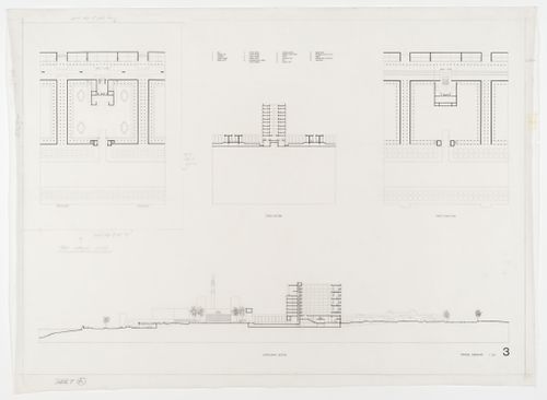 Government Centre, Dawhah, Qatar:  plans and sections of a ministry