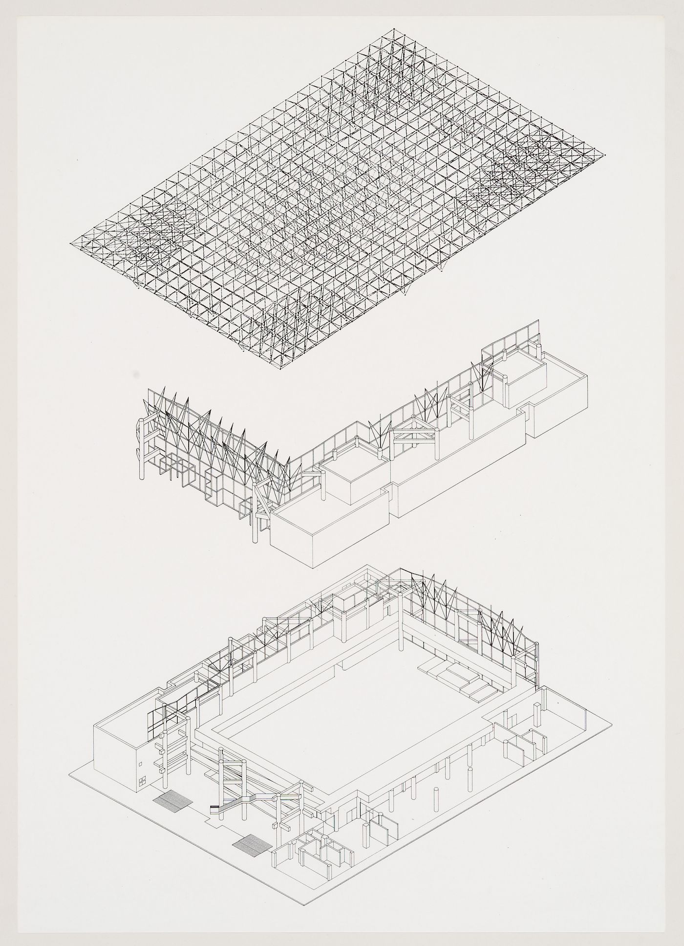 Exploded axonometric, Galaxy Toyama Gymnasium, Imizu, Toyama, Japan