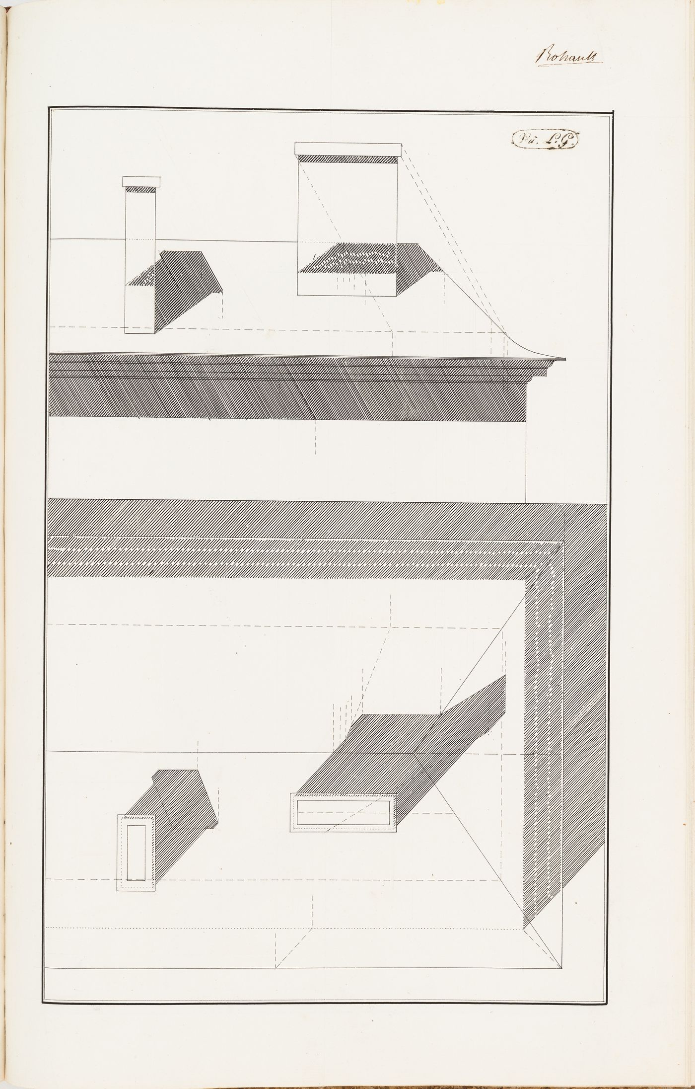 Plan and elevation for a roof, an exercise in draughting shadows