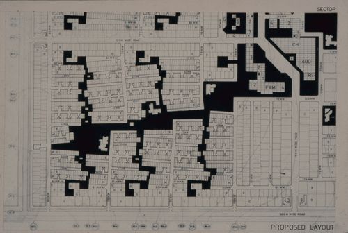 Sector site plan showing proposed layout for the Aranya Housing Project, Indore, India