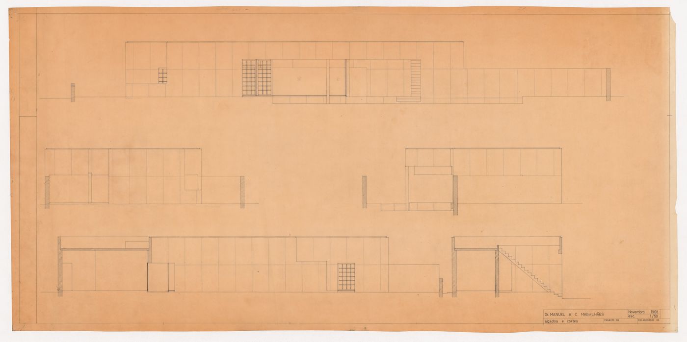 Elevations and sections for Casa Manuel Magalhães, Porto
