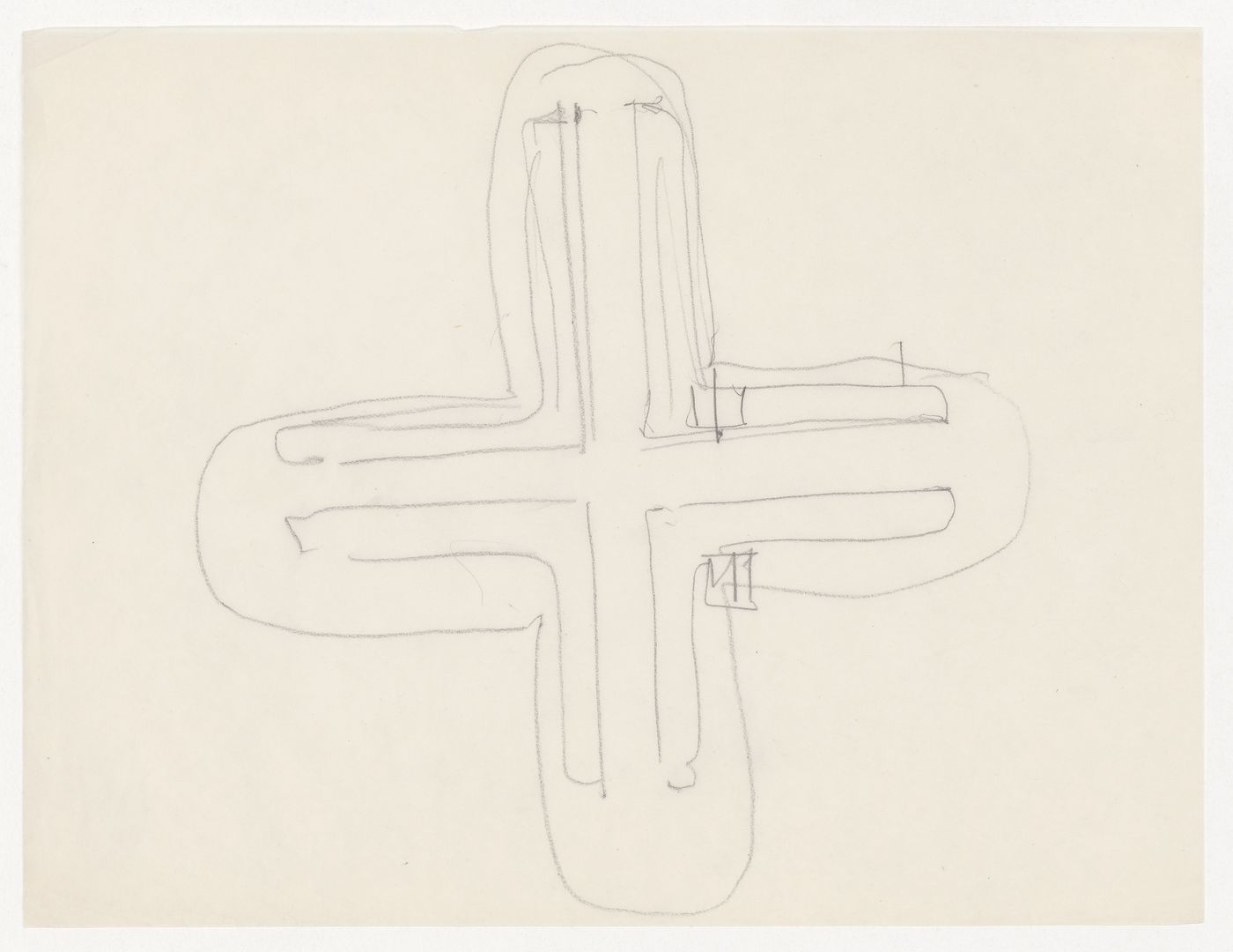 Sketch plan for a column for the Tugendhat House, Brno, Czechoslovakia