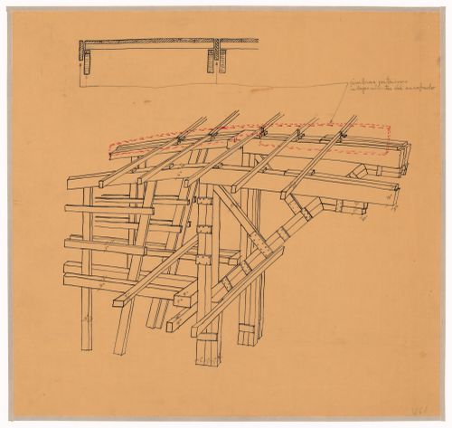 Axonometric view of base structure for Casa sobre el arroyo, Mar del Plata, Argentina