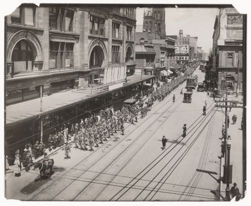 Military Parade along Sainte-Catherine West, Montréal, Québec