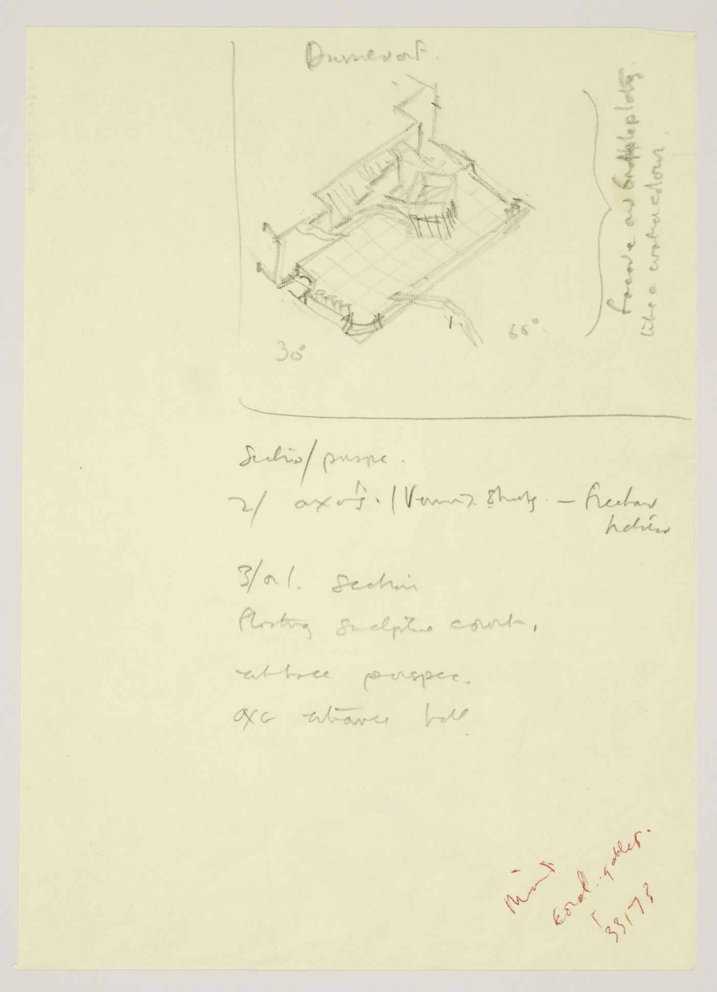 Nordrhein-Westfalen Museum, Dusseldorf, Germany: axonometric conceptual sketch