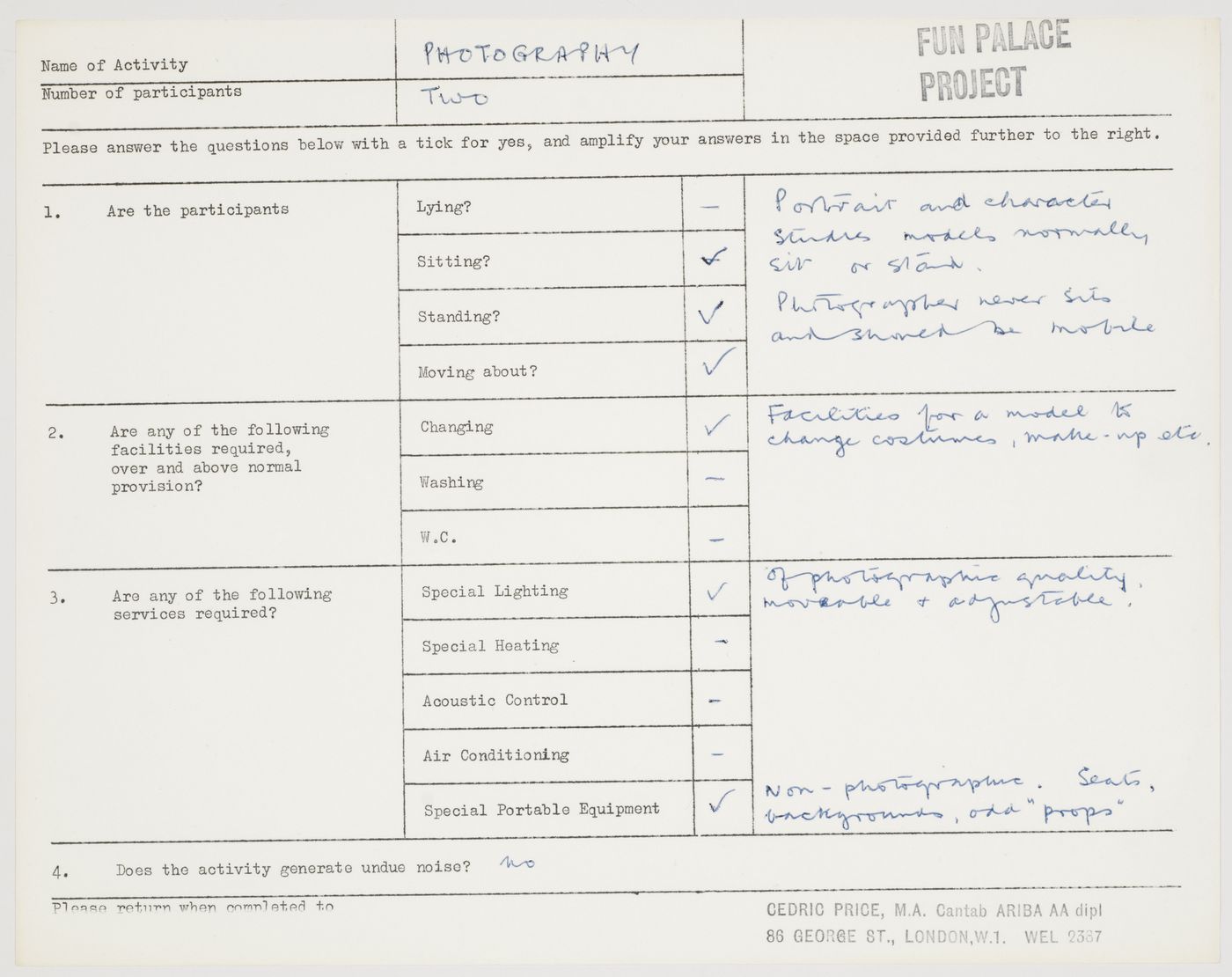 Fun Palace Project: activity questionnaire