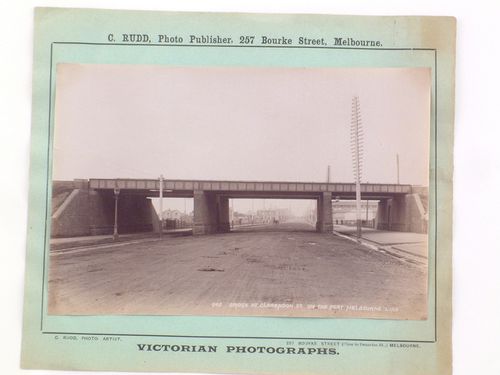 View of the railway [?] bridge at Clarendon Street, Port of Melbourne, Australia