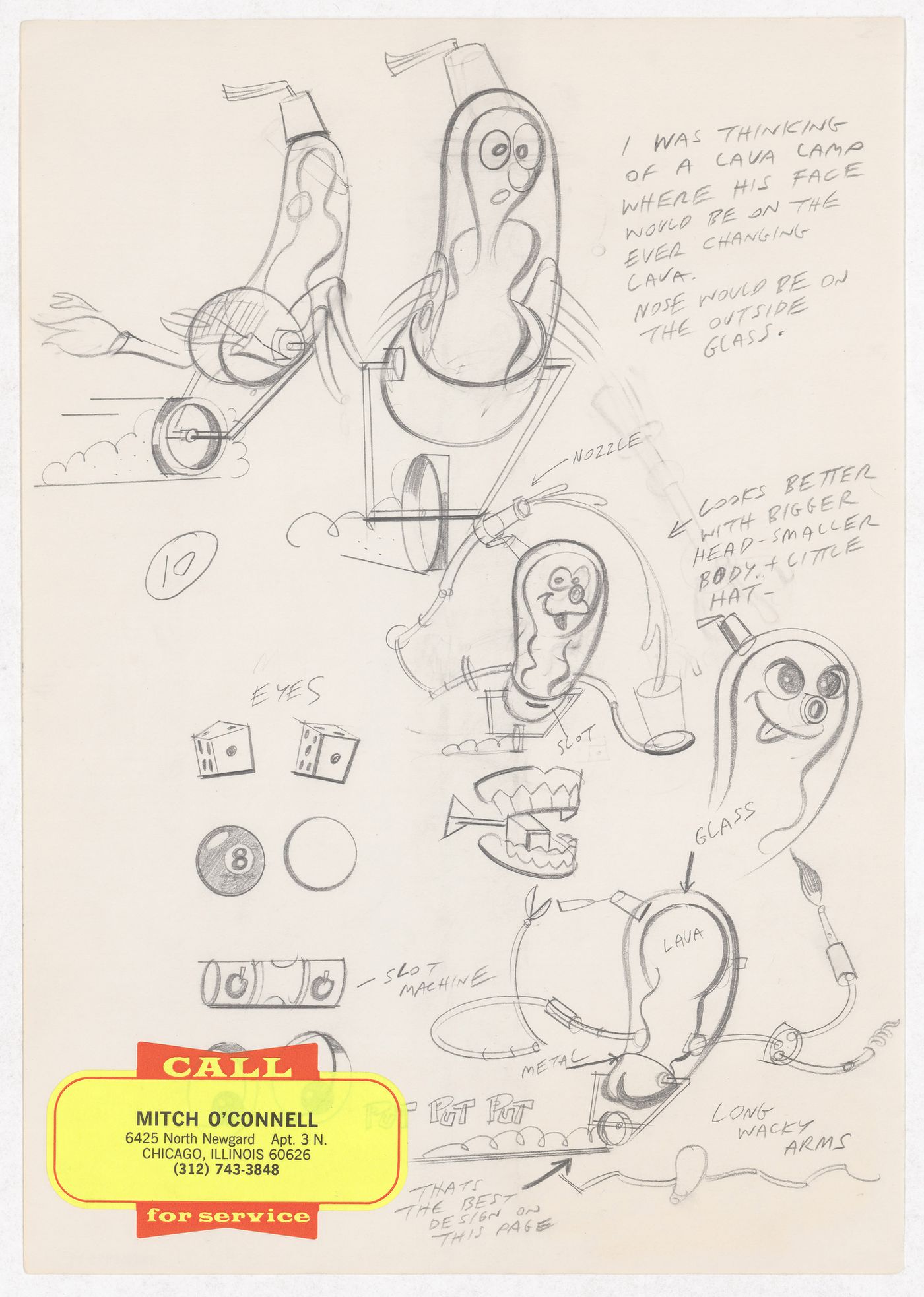 Character sketches by Mitch O'Connell for Spillville