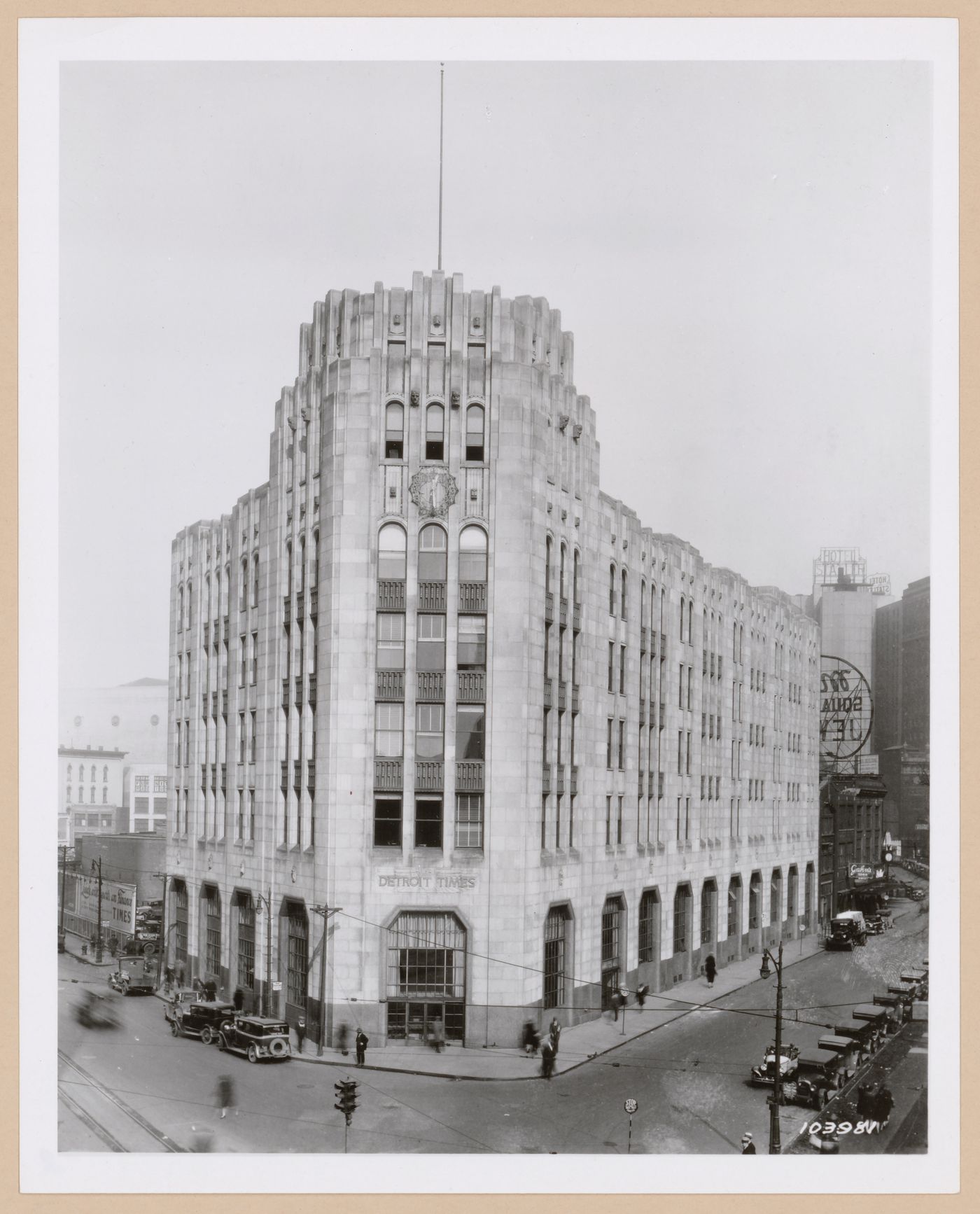 View of the principal and lateral façades of the Detroit Times Building, Detroit, Michigan