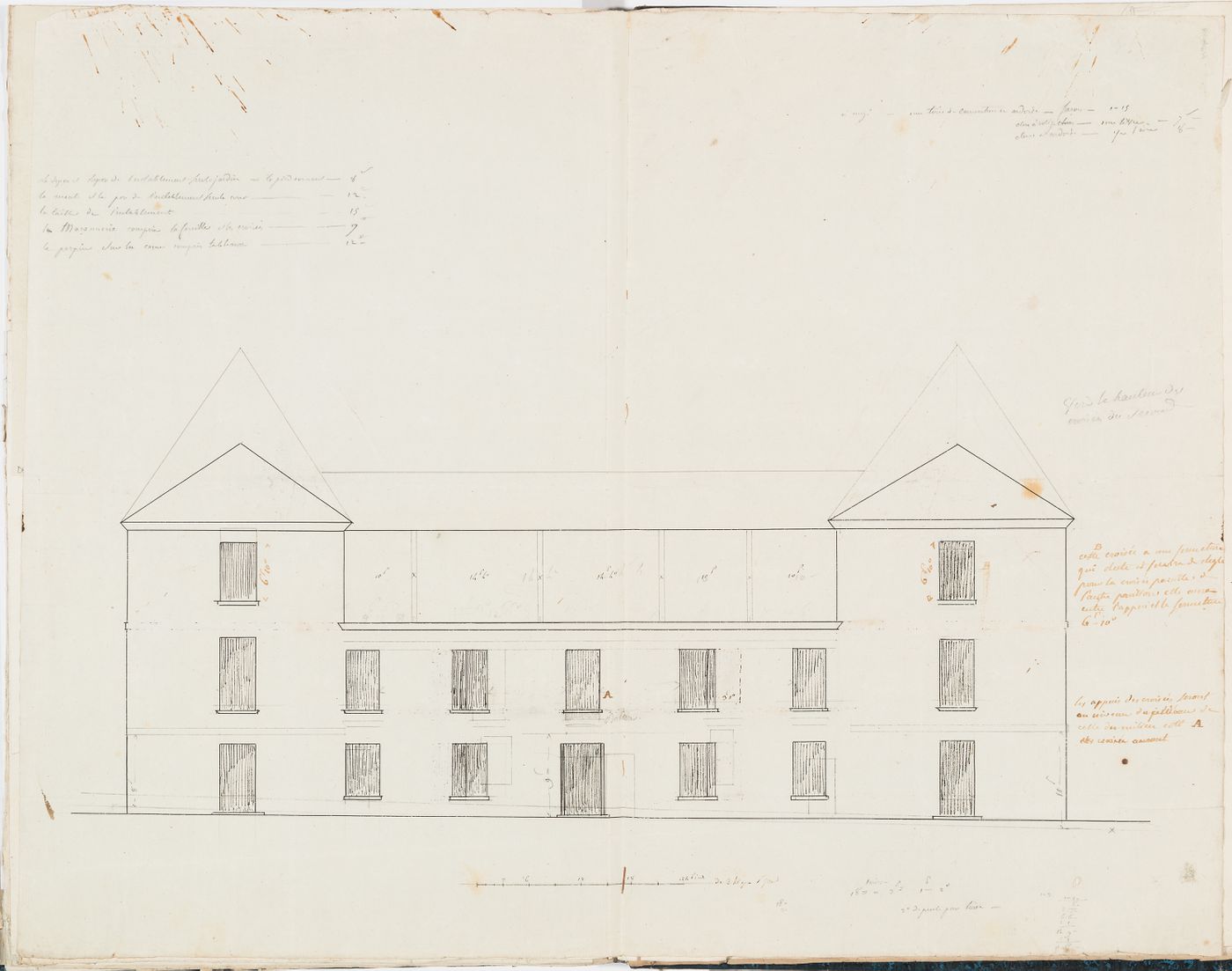 Principal elevation for the house, Domaine de la Vallée