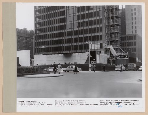 Seagram building under construction, 375 Park avenue, New York, N.Y., north-east view