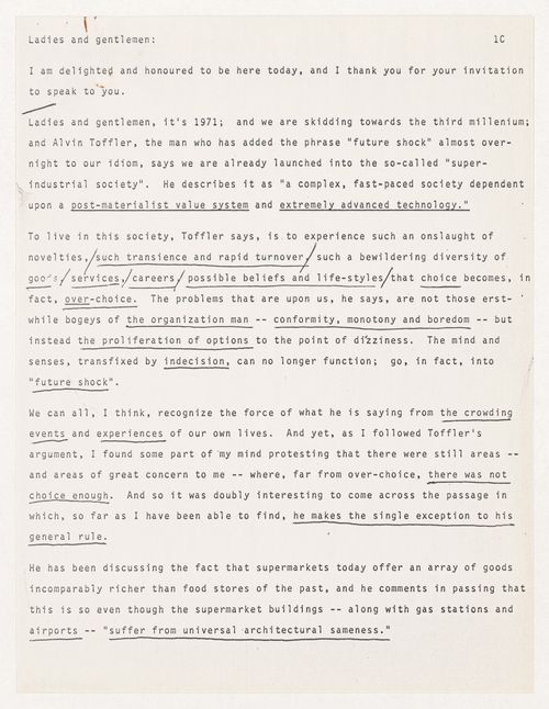 Address by Parkin on technological sophistication in construction and urban planning