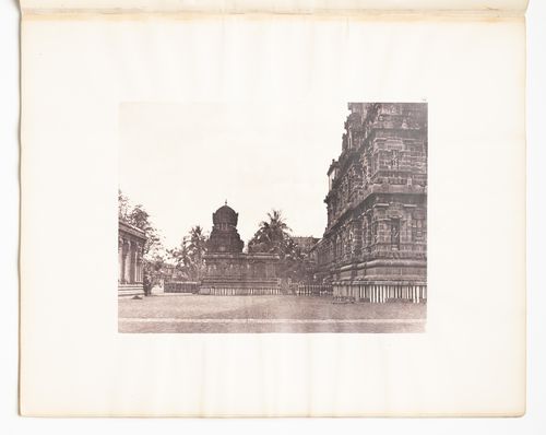 Tanjore.  Great pagoda, vista looking along north side of bimanum and chapel near it.