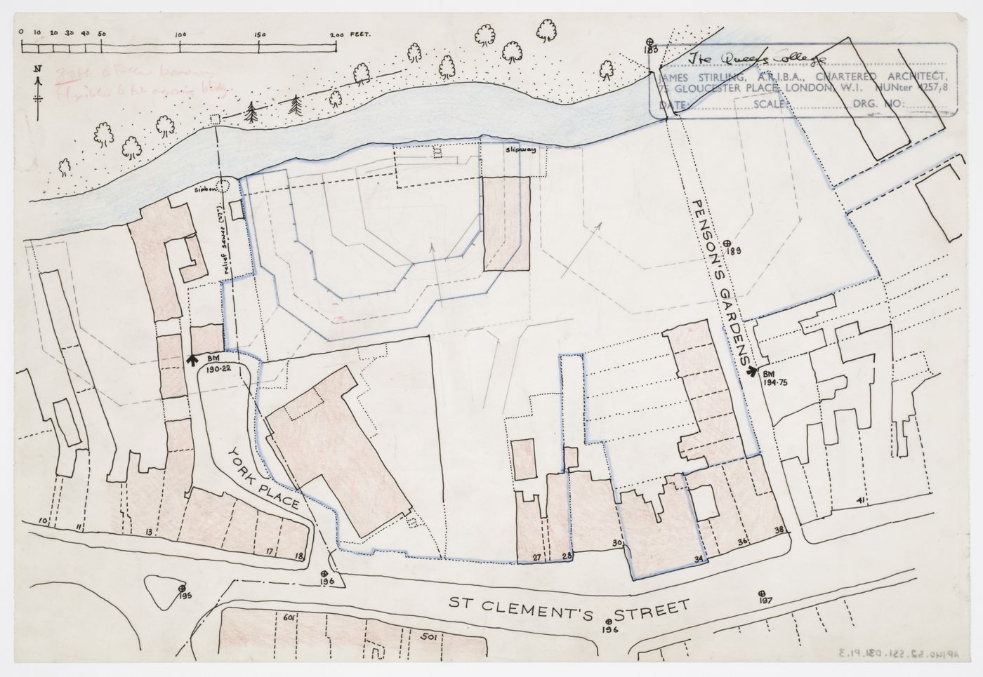 Florey Building, Queen's College, University of Oxford, Oxford, England: site plan