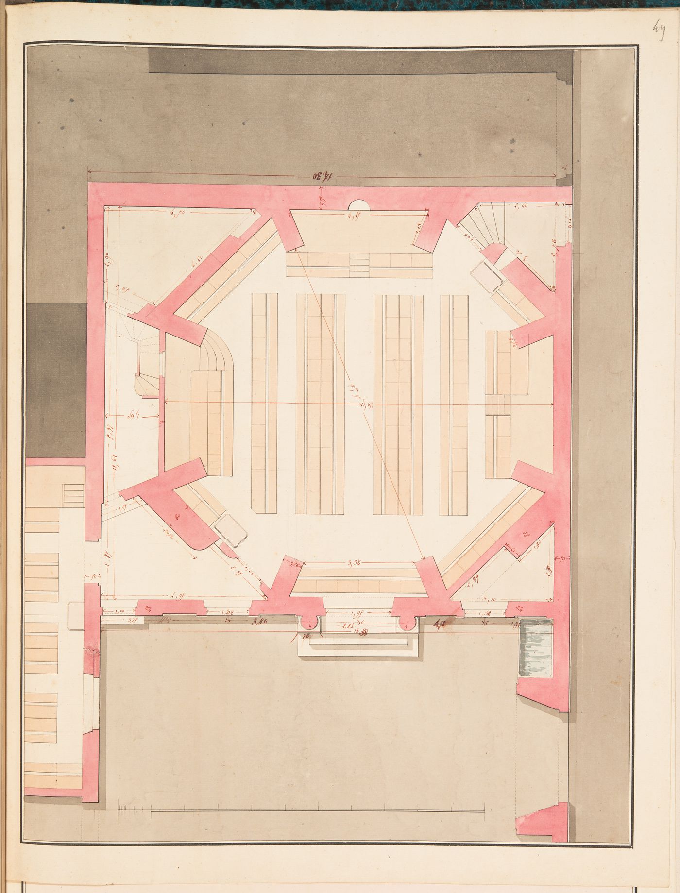 Project for the redevelopment of the École de médecine and surrounding area, Paris: Plan for alterations for the ampitheatre for the École royale gratuite de dessin