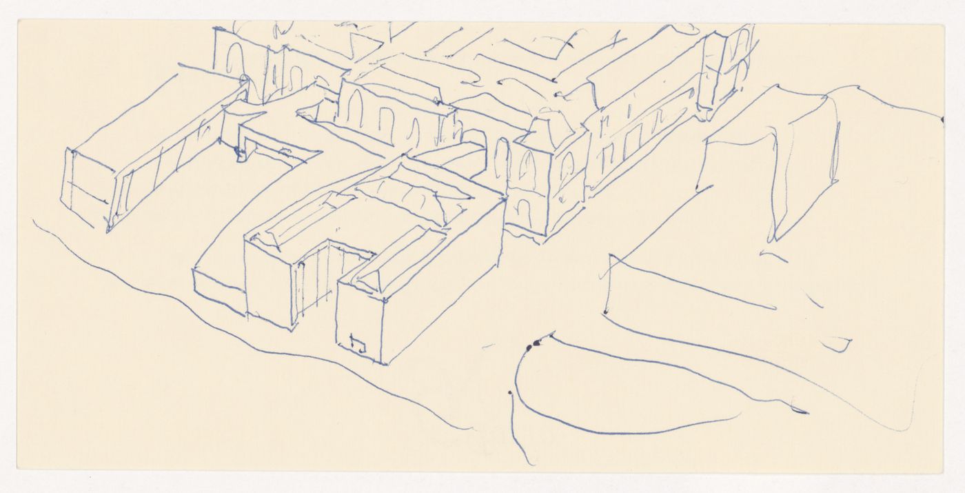 Perspective sketch for Renovação e extensão do Museu Stedelijk [Restoration and extension of Stedelijk Museum], Amsterdam