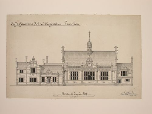 Golfe Grammar School Competition, Lewisham - side elevation