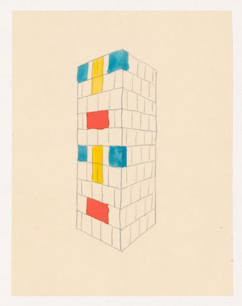 Perspective sketch for a tiled stove