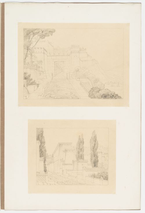 Two views of an unidentified fortified town, Italy