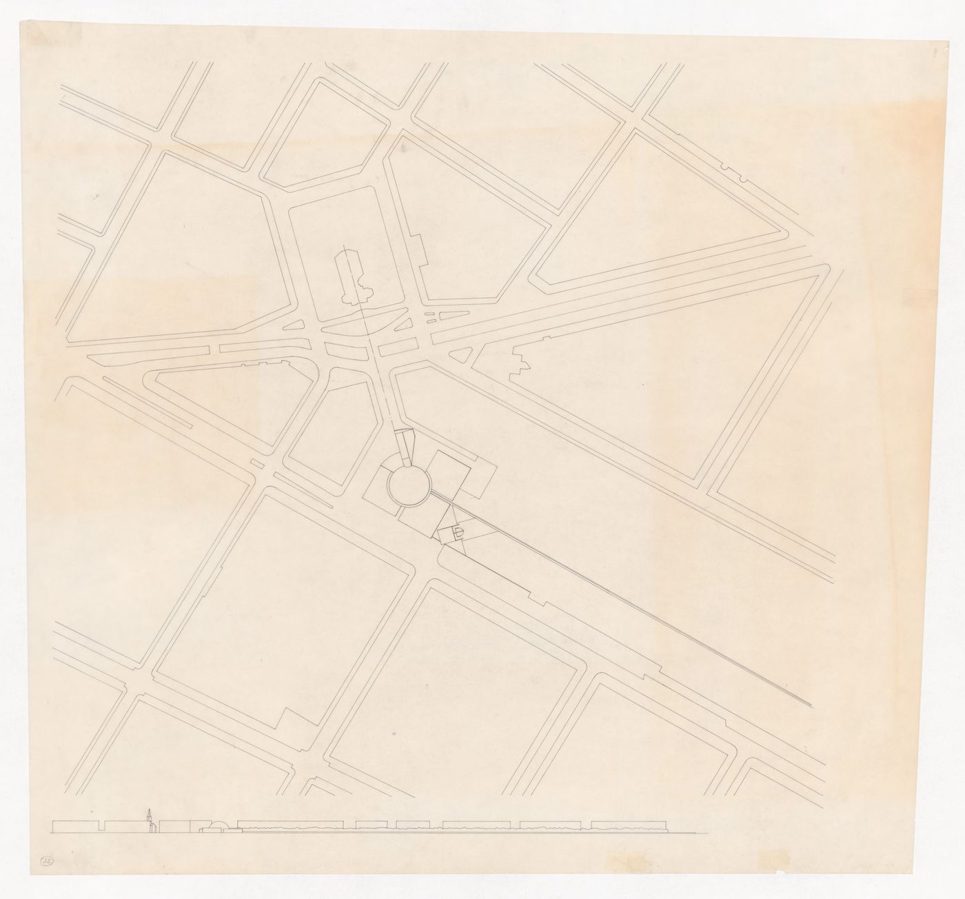 Plan and elevation for Görlitzer Bad swimming pool, Berlin, Germany