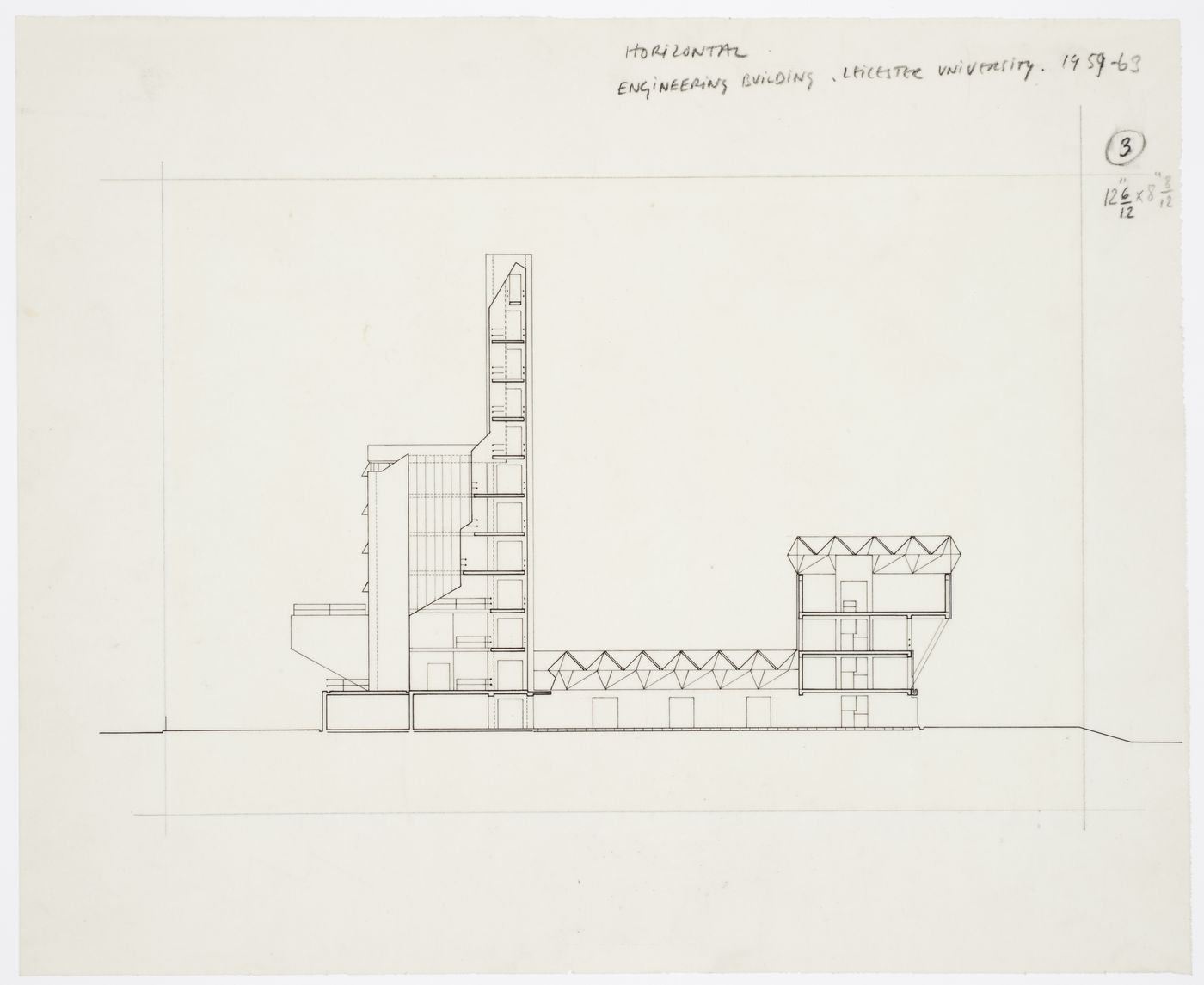 Leicester University Engineering Building, Leicester, England: section