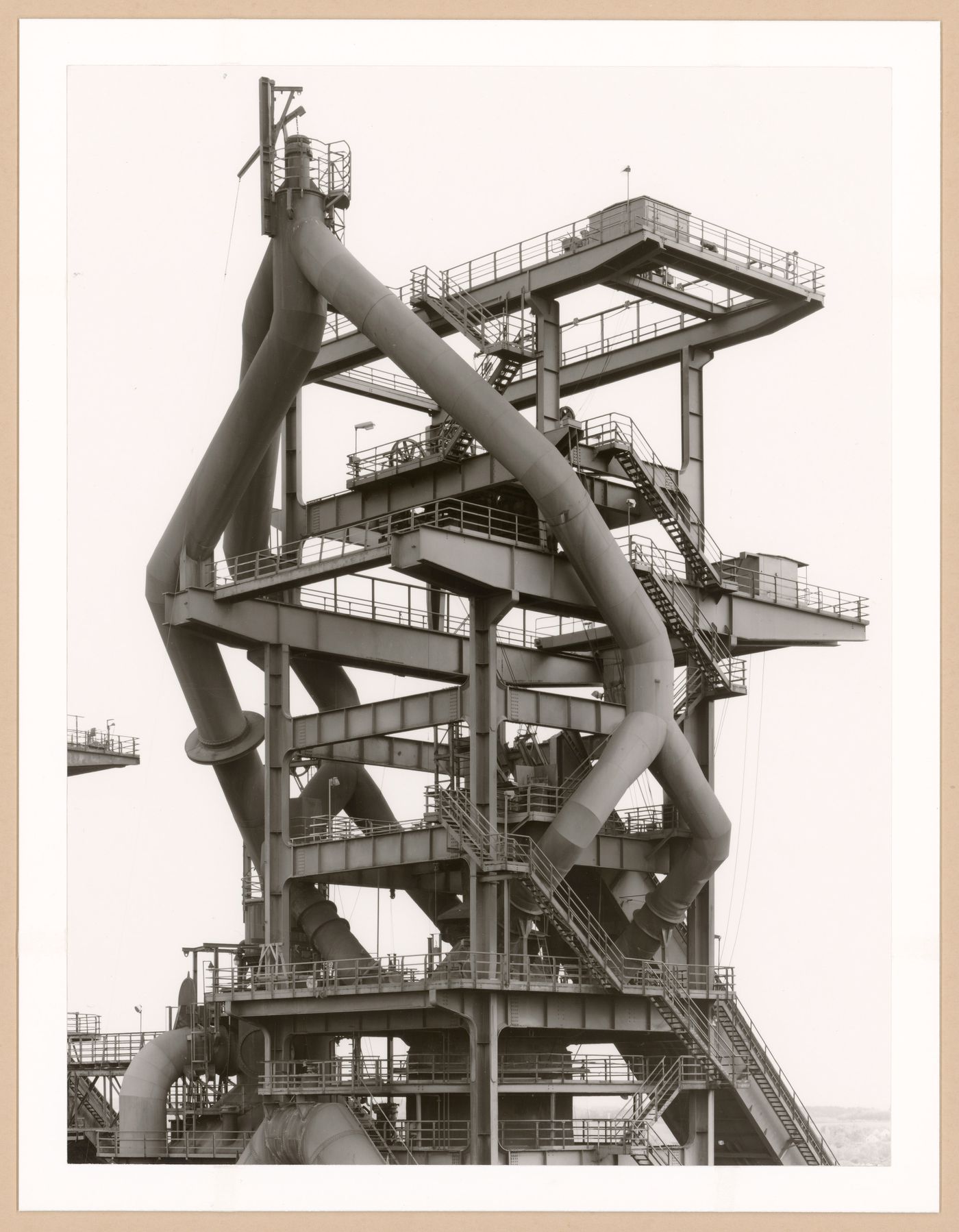 View of blast furnace head A of Metallhüttenwerk industrial plant, Lübeck-Herrenwyk, Germany