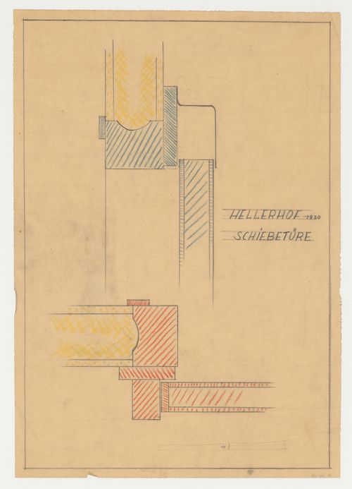 Sectional details for a sliding door for Hellerhof Housing Estate, Frankfurt am Main, Germany