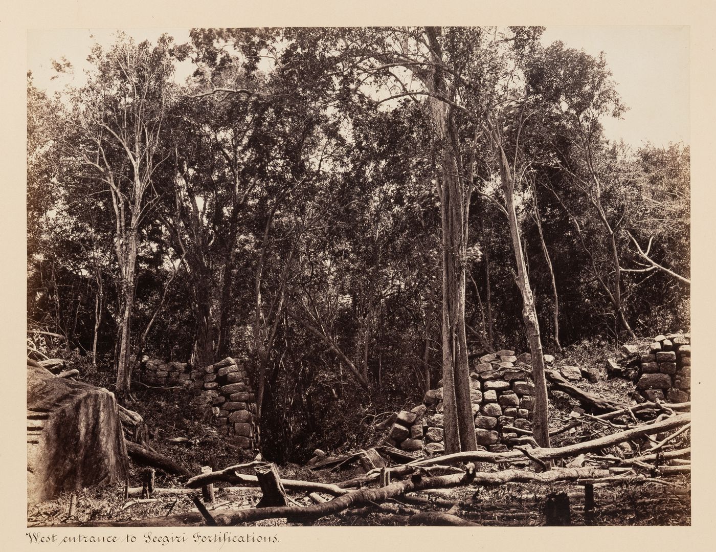 View of the west entrance to the fortifications, Sigiriya, Ceylon (now Sri Lanka)