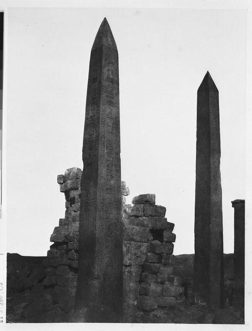 View of two obelisks, Karnak, Ottoman Empire (now in Egypt)