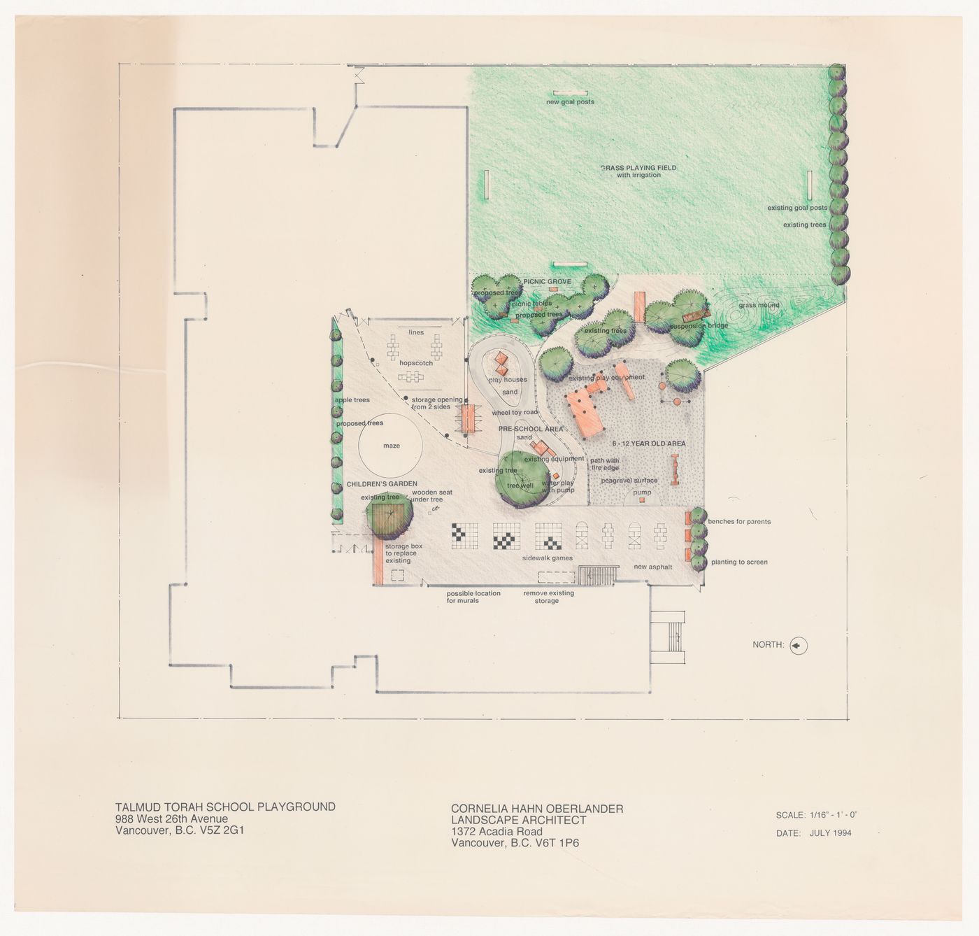 Site plan for Talmud Torah School Playground, Vancouver, British Columbia