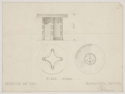 Montréal Neurological Institute, Montréal, Québec: drawing for reception room table