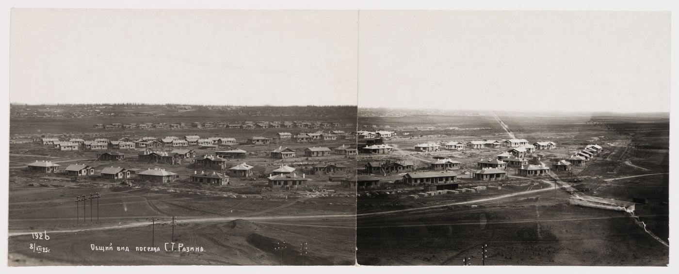 General view of the Stepan Razin settlement from an elevated viewpoint, Baku, Soviet Union (now in Azerbaijan)