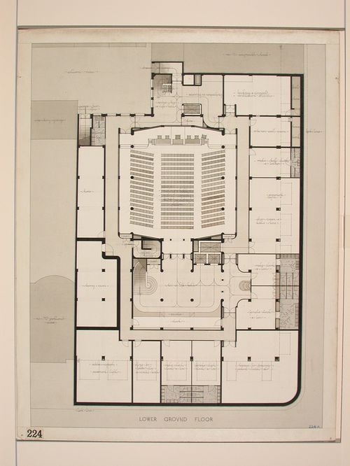 New premises for the Royal Institute of British Architects: Plan of lower ground floor