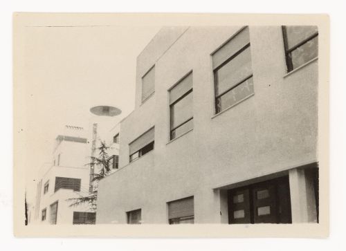 Partial view of the Reifenberg hôtel particulier exterior, Mallet-Stevens road in the 16th arrondissement, Paris, France